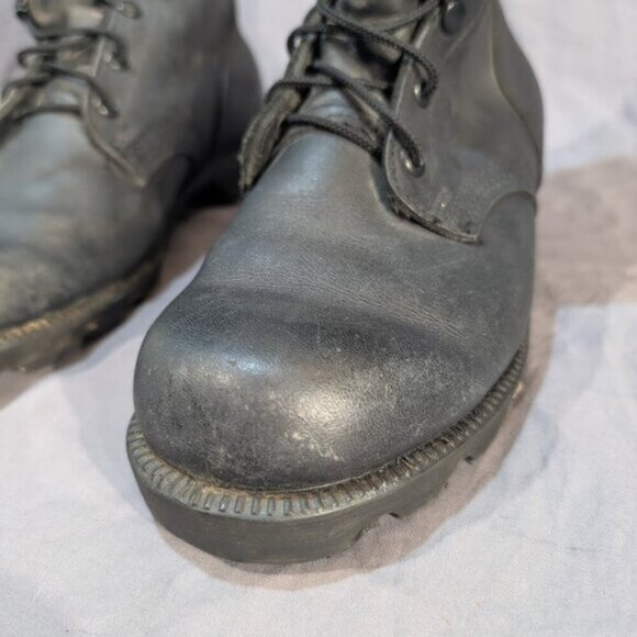 Black Leather Military Combat Lace Up Boots Size 4.5 - Picture 2 of 11